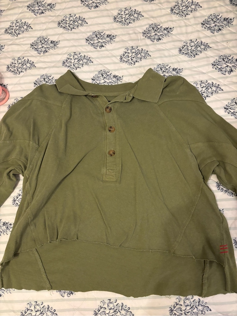 BDG Olive Green Ribbed Collar Polo
